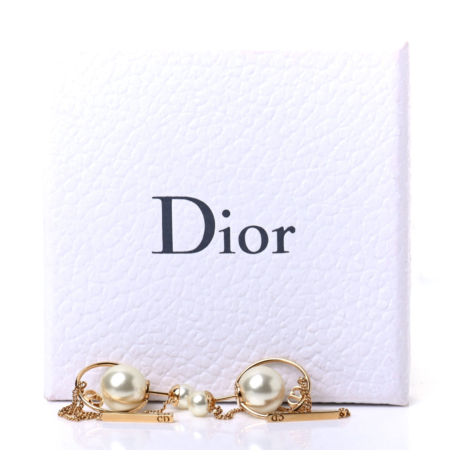 Christian Dior Pearl Tribales Dangle Chain Earrings Gold 6 of 6
