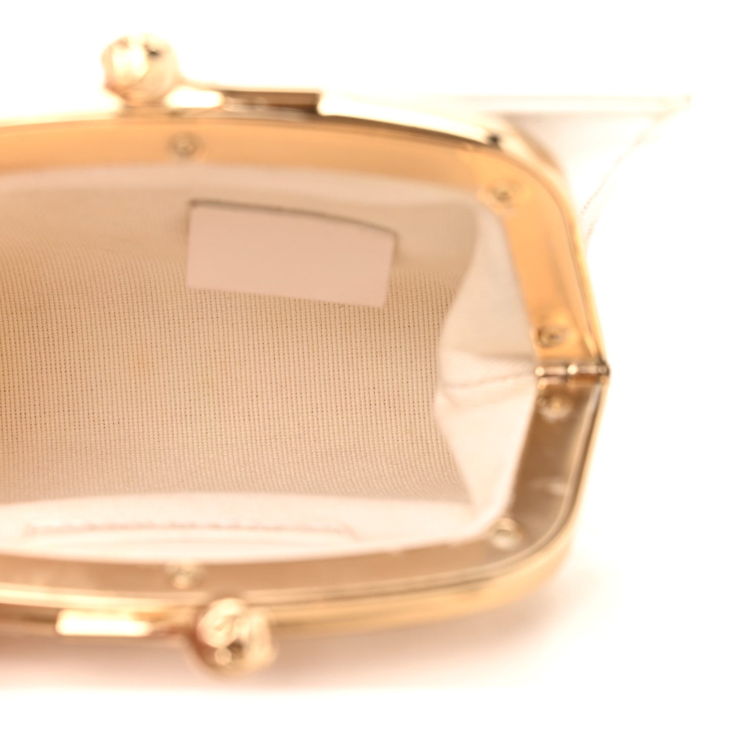 Lambskin Quilted Kiss Lock Top Handle Flap Clutch With Chain White