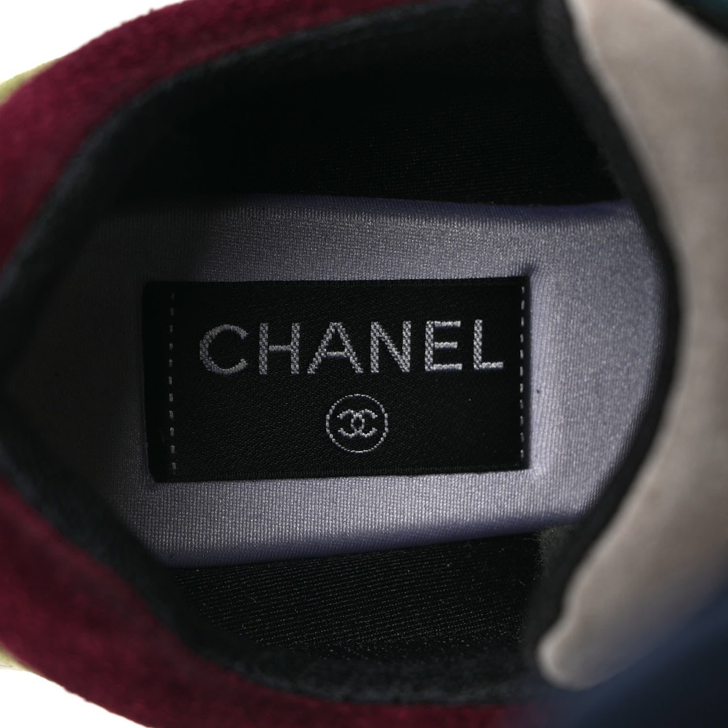 Chanel Suede Calfskin CC Sneakers 36.5 Green Beige 7 of 9