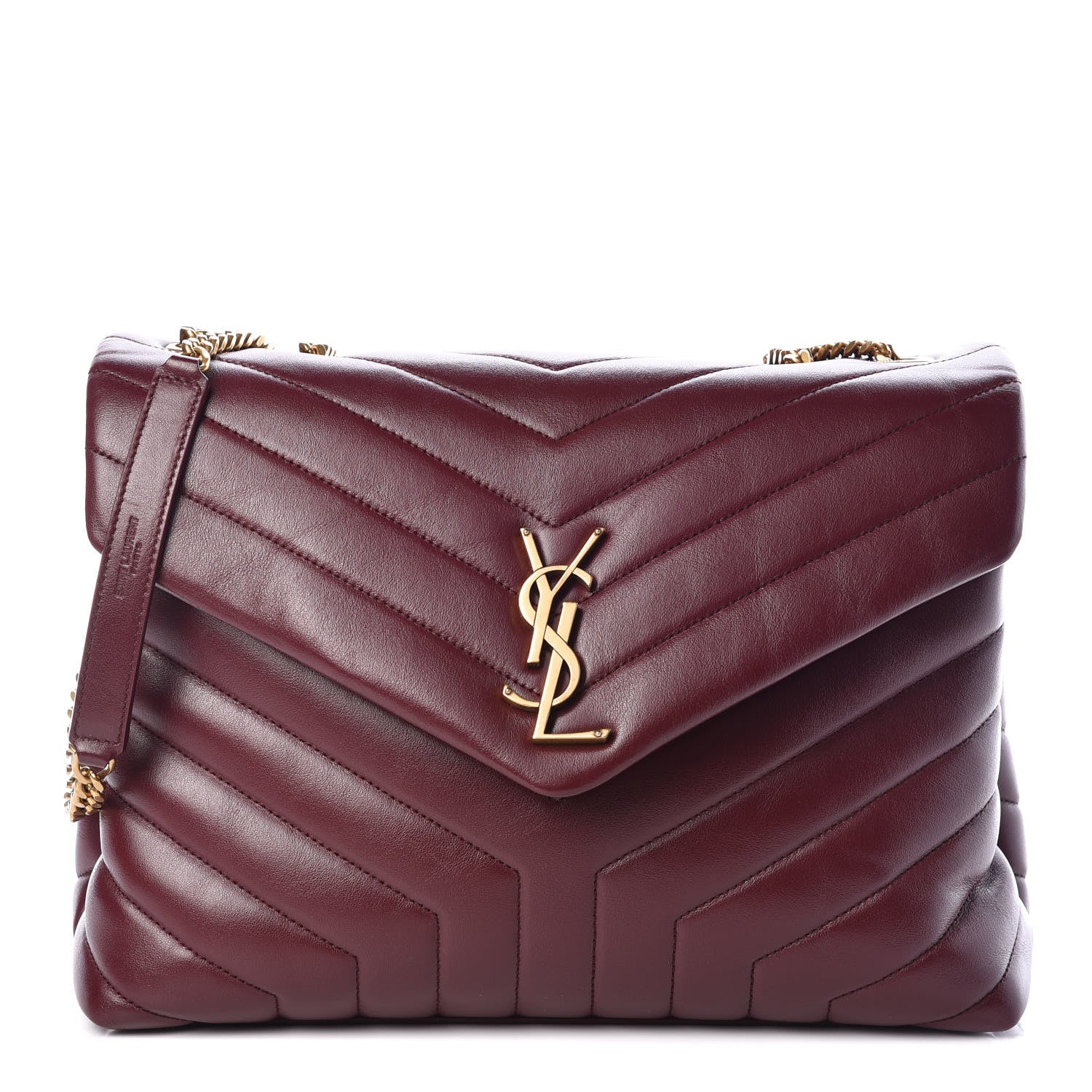 Saint Laurent Calfskin Y Quilted Monogram Medium Loulou Chain Satchel Palissandre 1 of 15