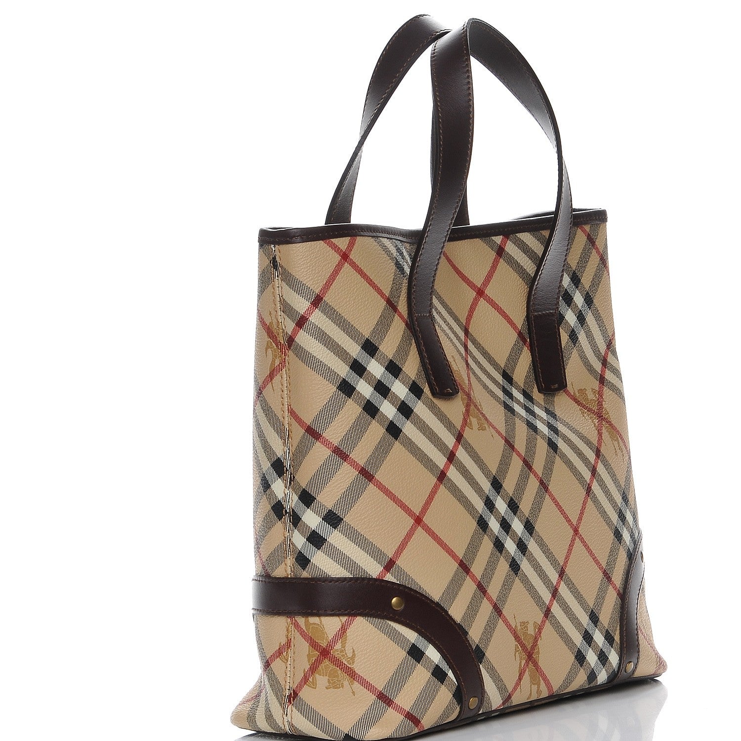 Burberry Haymarket Check Studded Tote Chocolate 3 of 8