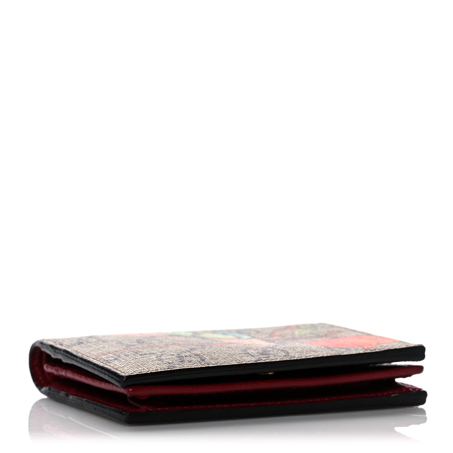 Gucci GG Supreme Monogram Tian Card Case Beige Multicolor Red 4 of 8