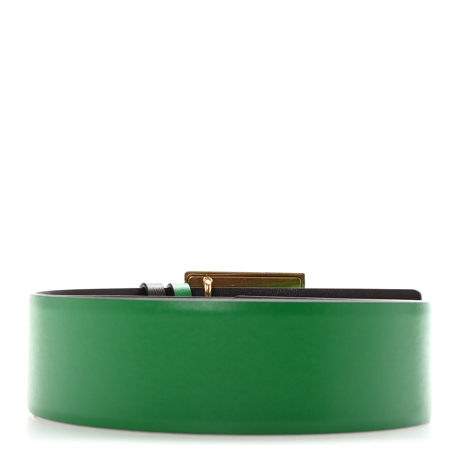 Valentino Garavani Glossy Calfskin One Stud Reversible Belt 70 28 Green Brown 2 of 6