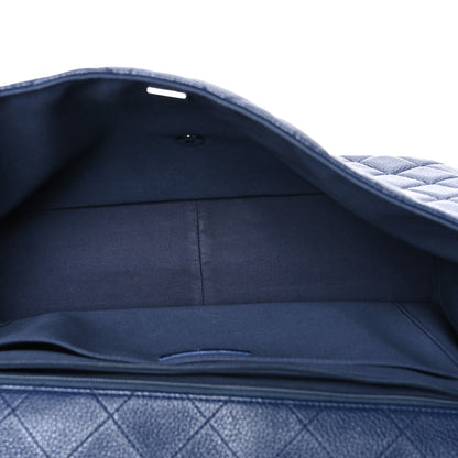 Chanel Metallized Calfskin Quilted XXL Travel Flap Bag Navy 5 of 10