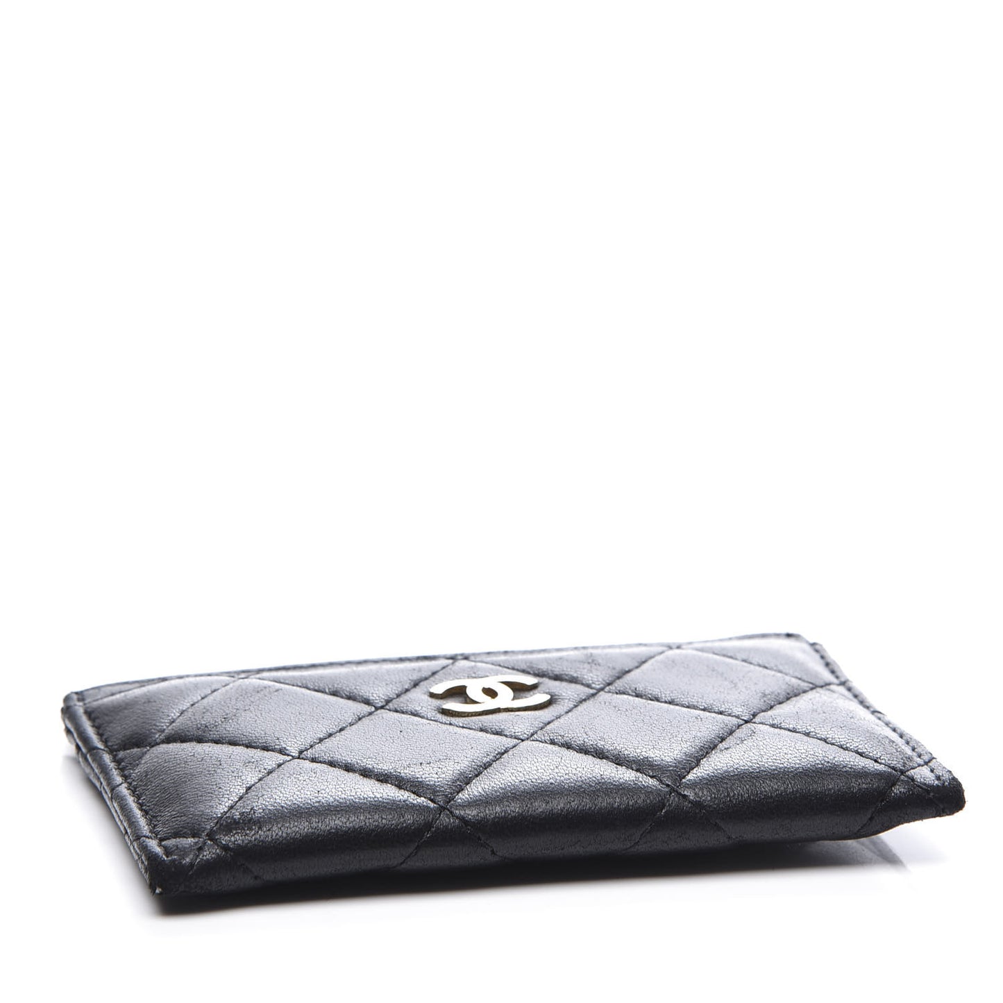 Lambskin Quilted Card Holder Black