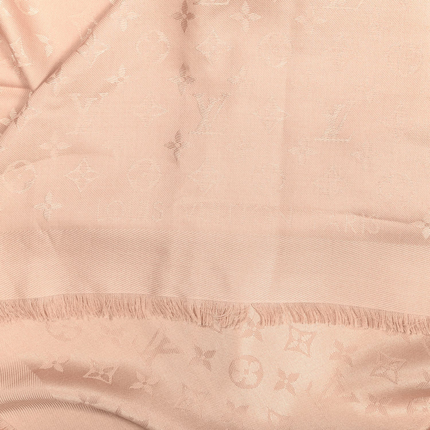 Louis Vuitton Silk Wool Monogram Shawl Natural 2 of 3
