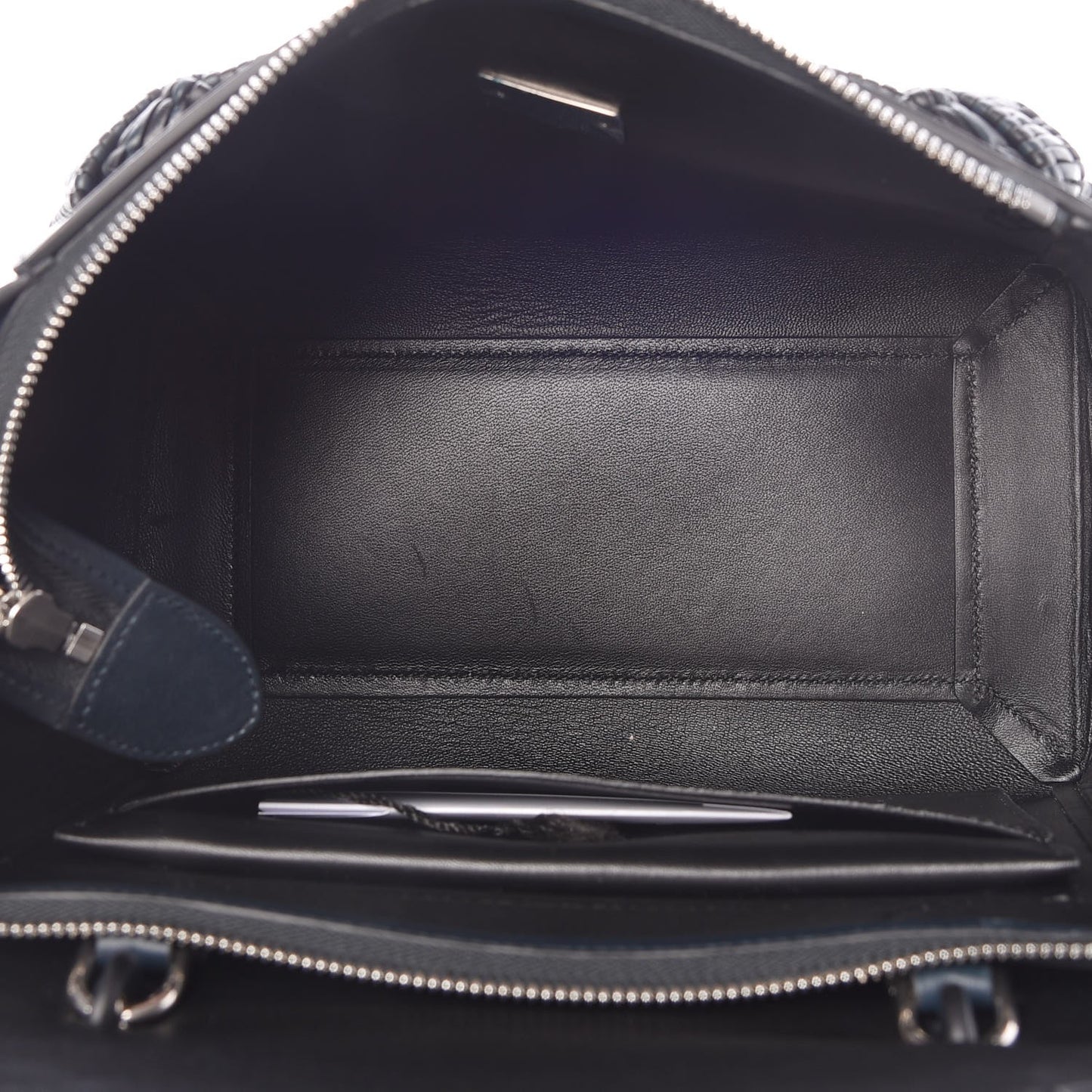 Smooth Calfskin Micro Bi-Color Braided Belt Bag Dark Sea