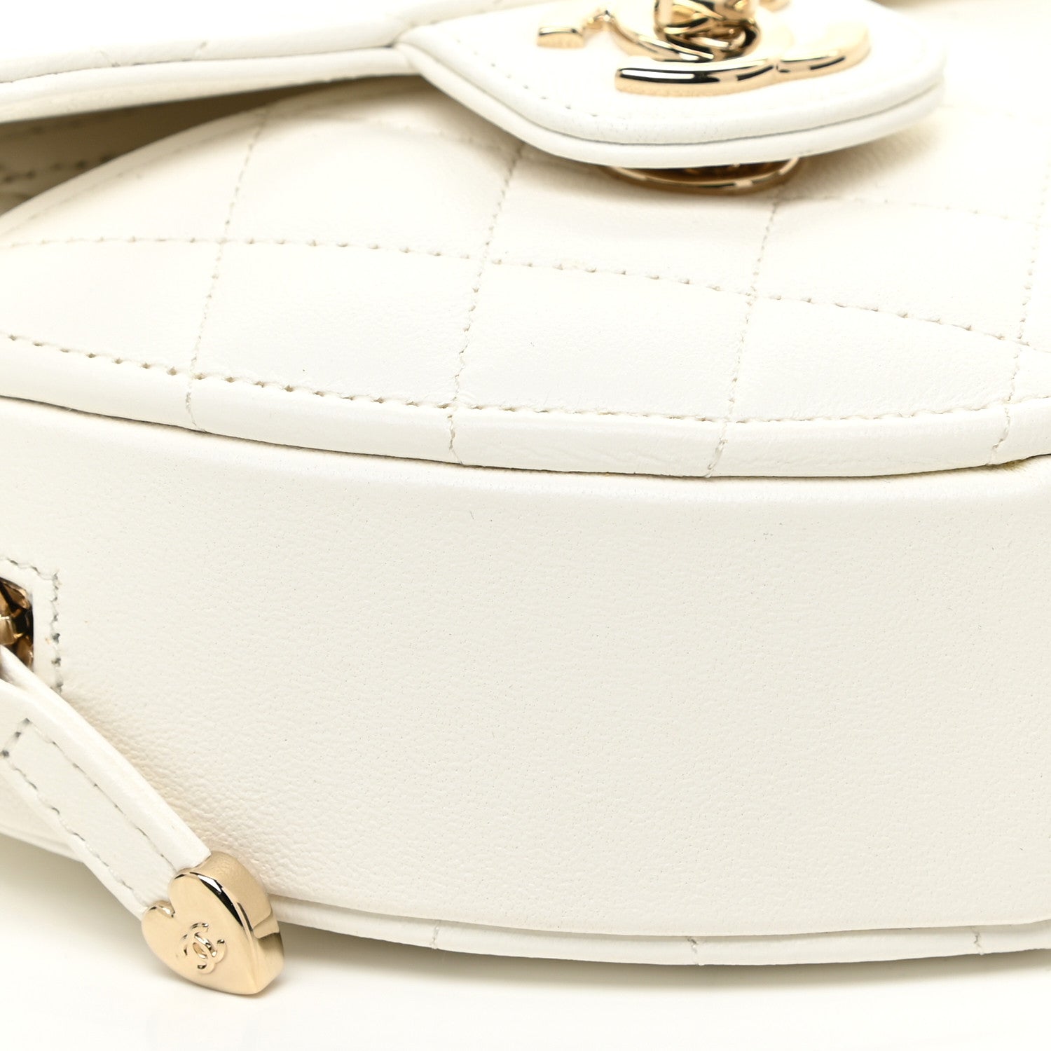 Chanel Lambskin Quilted CC In Love Heart Clutch With Chain White 8 of 12