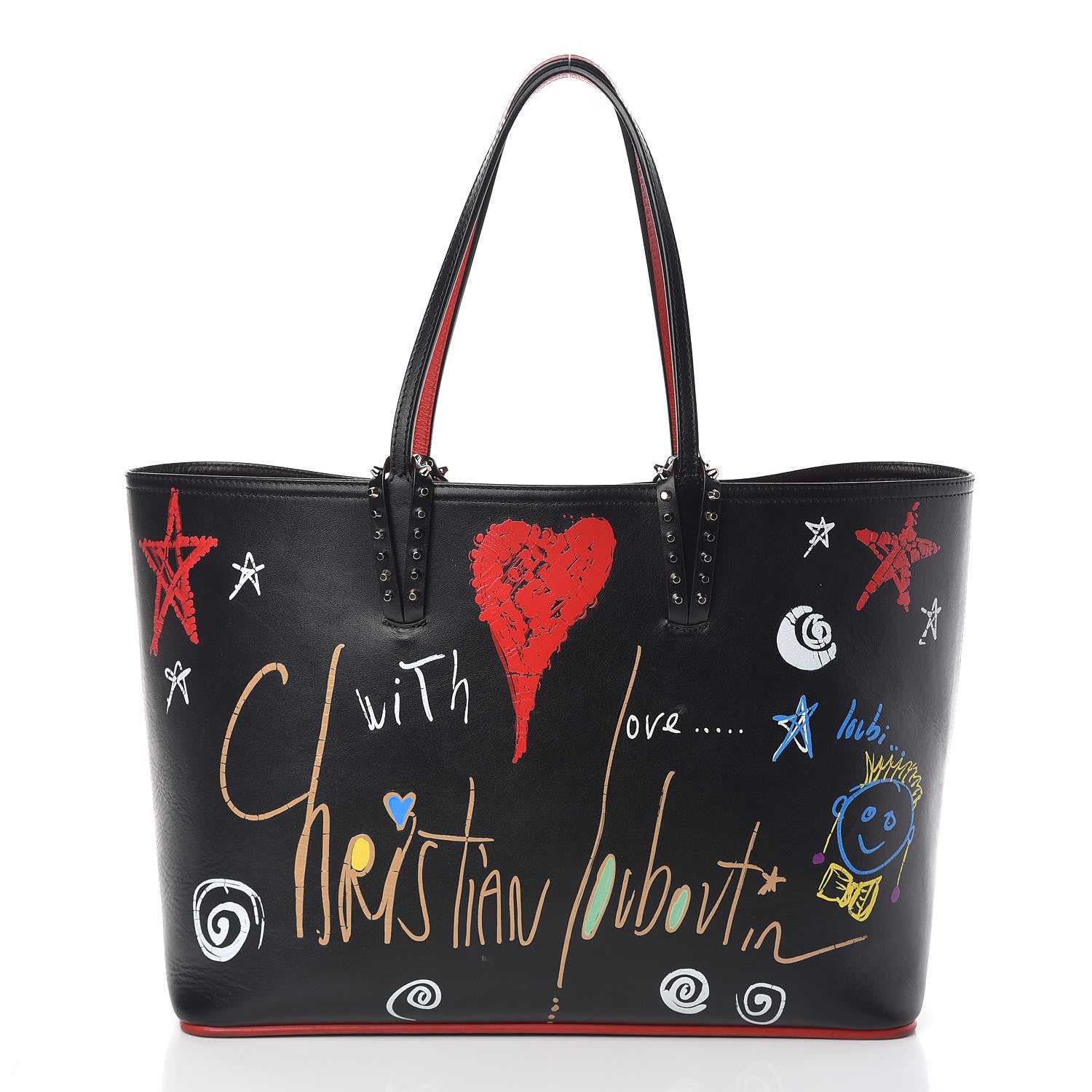Christian Louboutin Calfskin Loubitag Spikes East West Cabata Tote Black 1 of 9