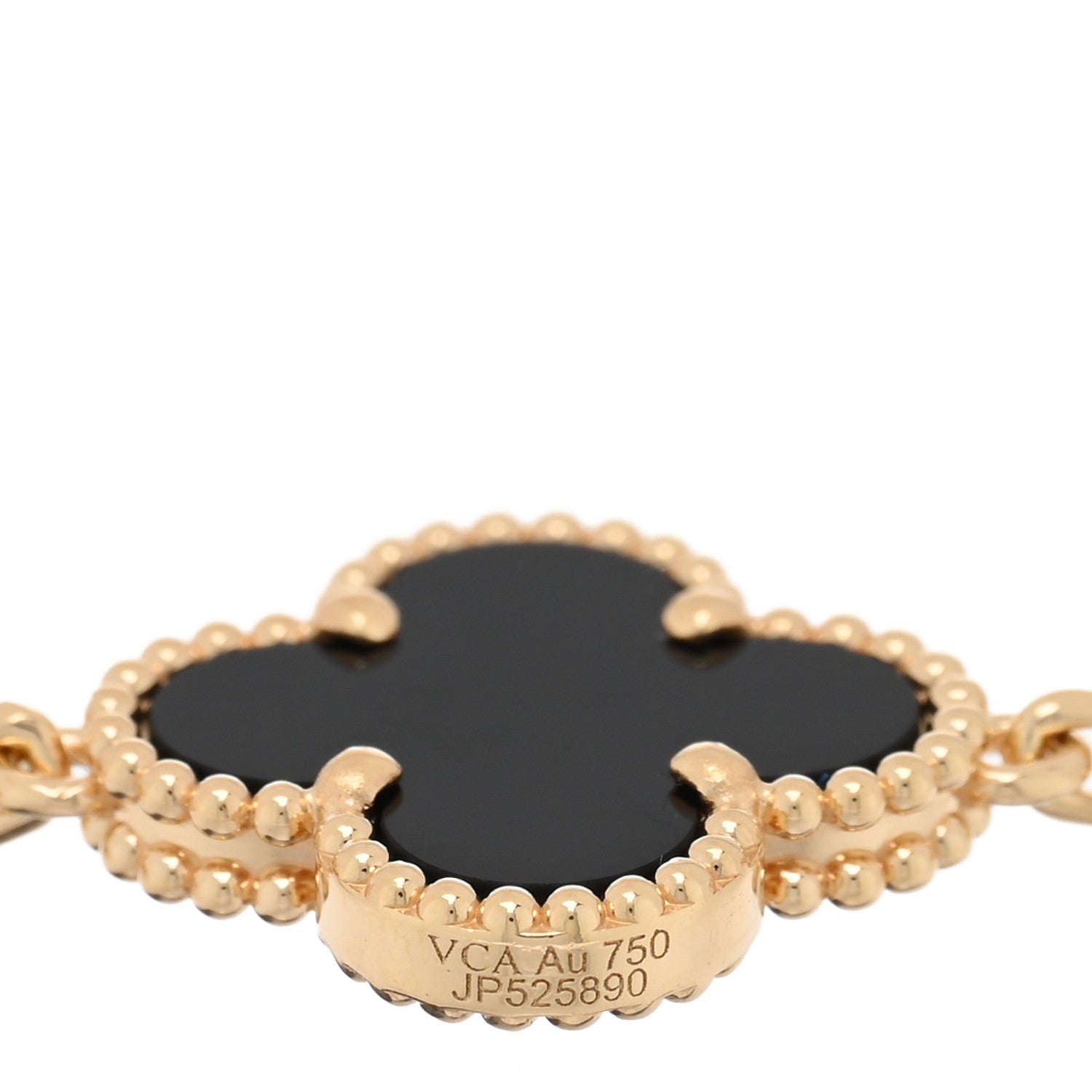 Van Cleef & Arpels 18K Yellow Gold Black Onyx 5 Motifs Vintage Alhambra Bracelet 3 of 3