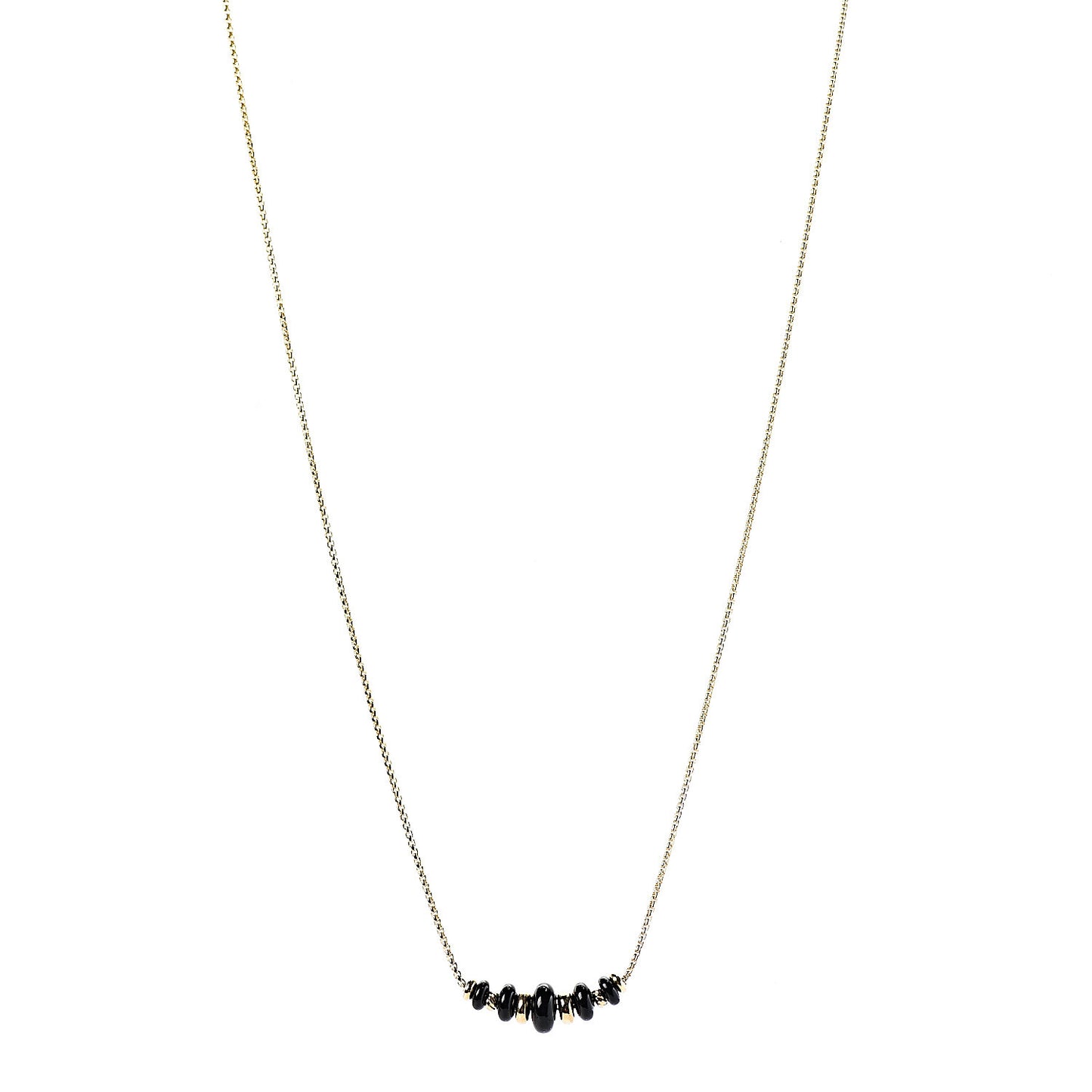 18K Yellow Gold Black Onyx Rio Rondelle Short Station Necklace
