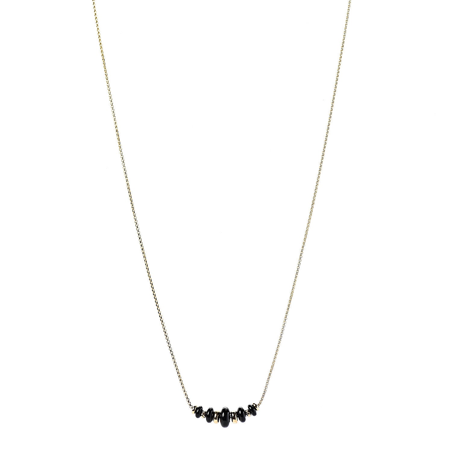 David Yurman 18K Yellow Gold Black Onyx Rio Rondelle Short Station Necklace 1 of 5
