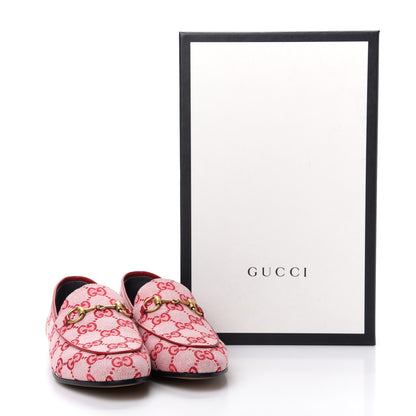 Gucci Canvas GG Monogram Horsebit Womens Jordaan Loafers 36 Gardenia Hibiscus Red 11 of 11