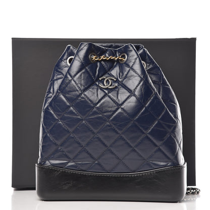 Chanel Aged Calfskin Quilted Gabrielle Backpack Navy Black 10 of 10