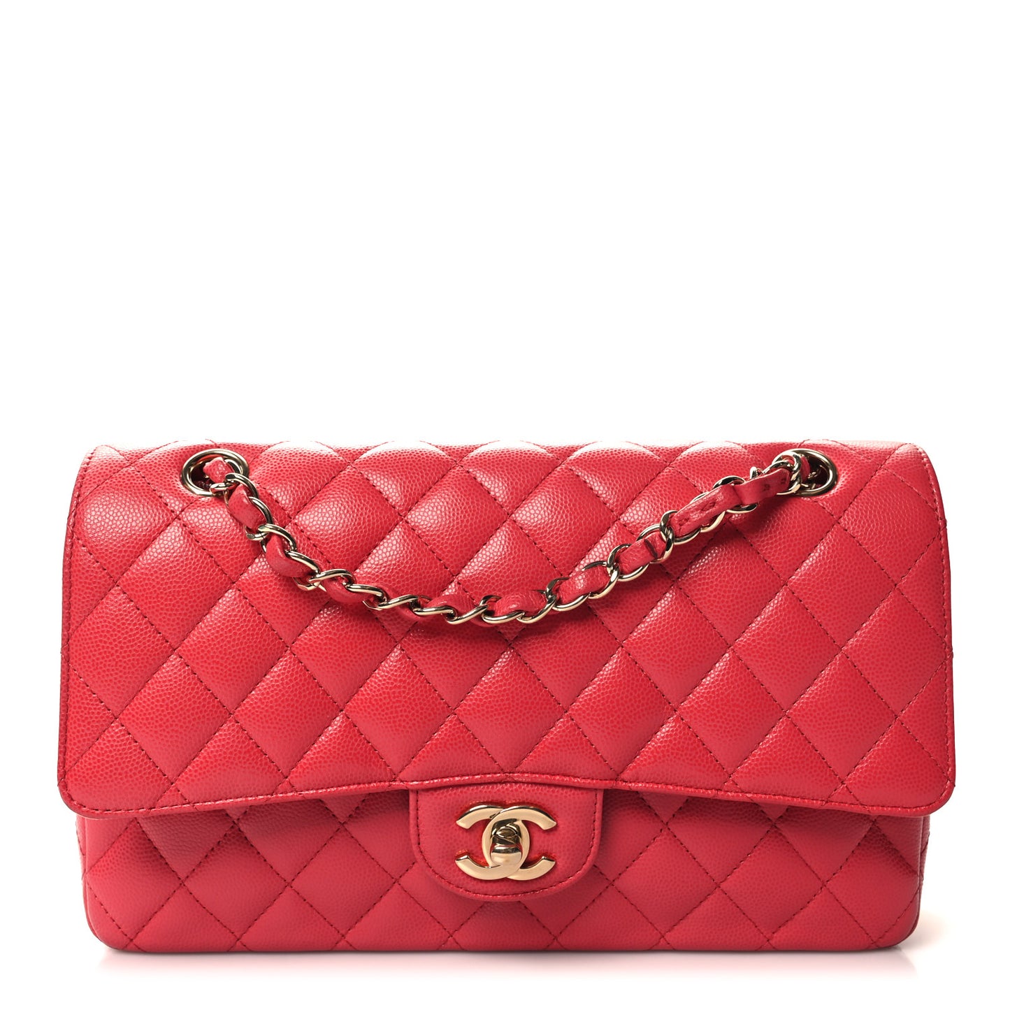 Caviar Quilted Medium Double Flap Dark Pink