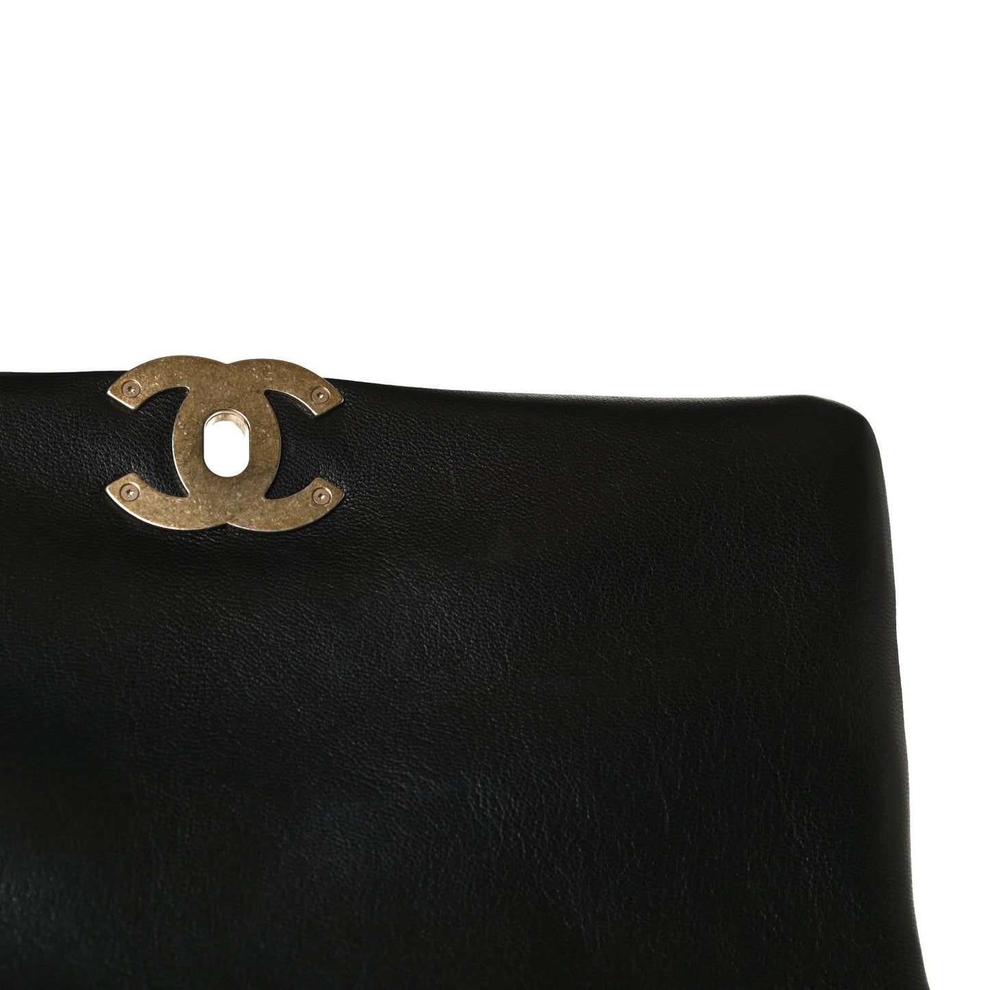Shiny Goatskin Quilted Large Chanel 19 Flap Black