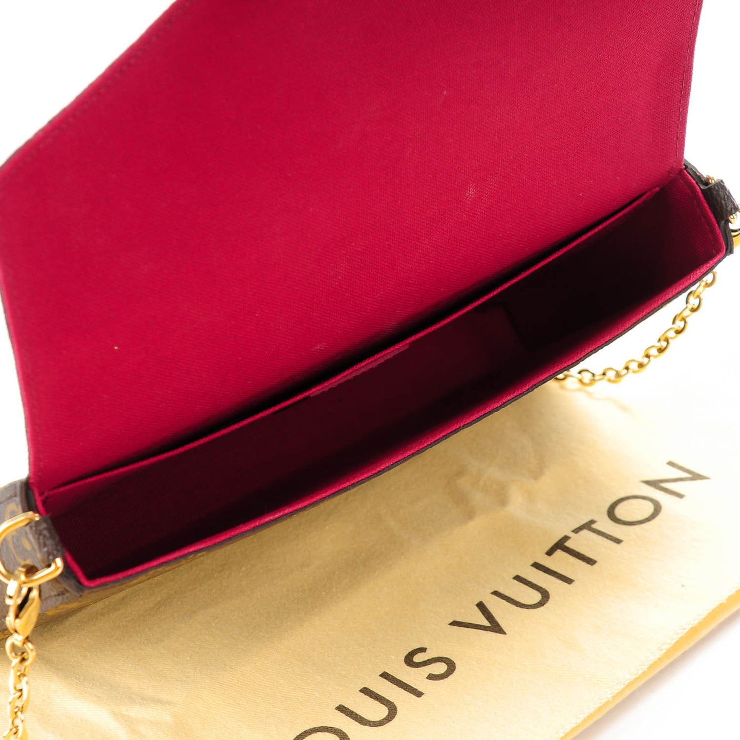 Monogram Pochette Felicie Chain Wallet Fuchsia