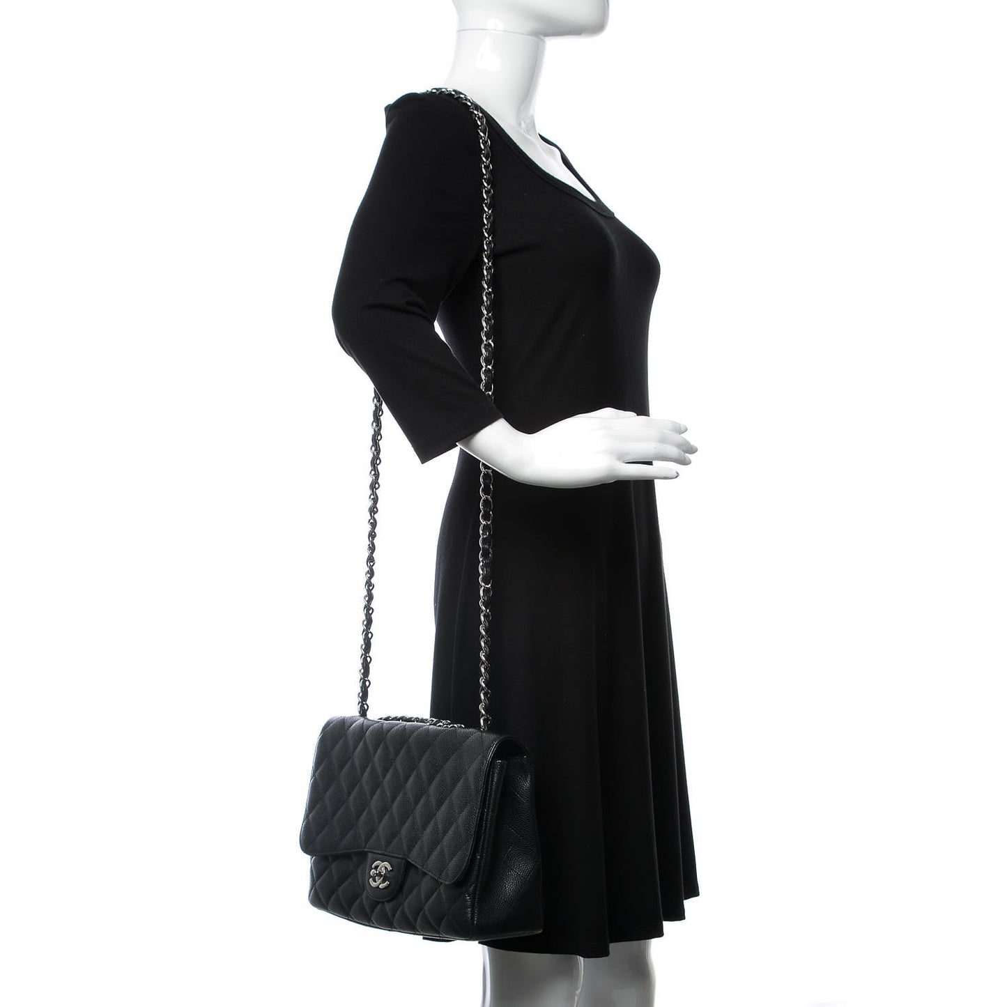 Caviar Quilted Jumbo Single Flap Black