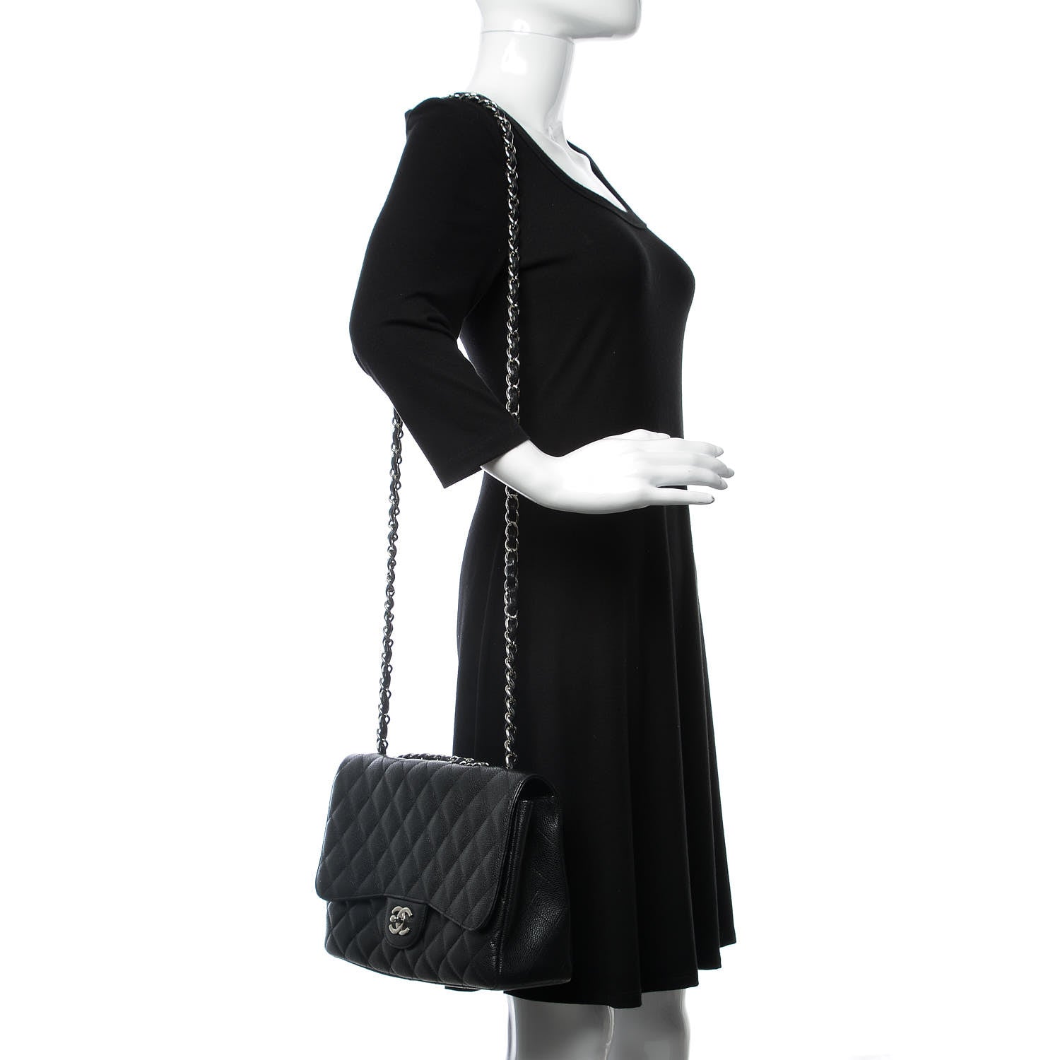 Chanel Caviar Quilted Jumbo Single Flap Black 2 of 9