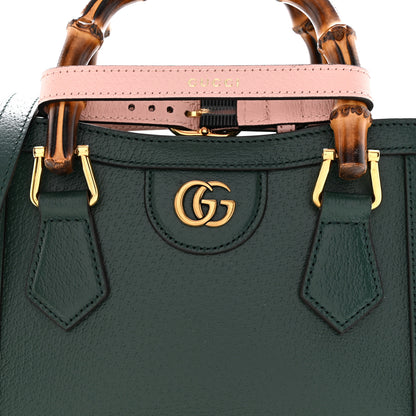 Gucci Textured Dollar Calfskin Web Mini Diana Tote Bag Vintage Green Pink 8 of 11