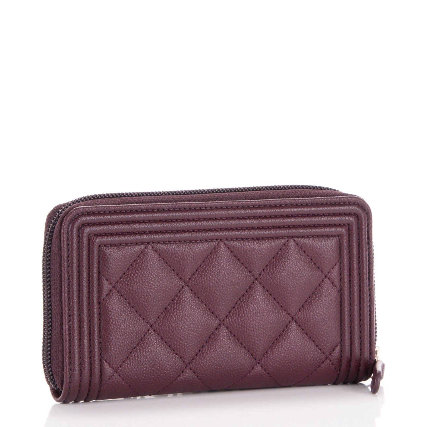 Chanel Caviar Quilted Small Boy Zip Around Wallet Dark Purple 3 of 8