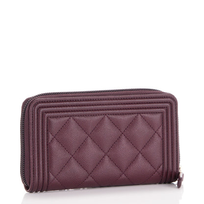 Chanel Caviar Quilted Small Boy Zip Around Wallet Dark Purple 3 of 8