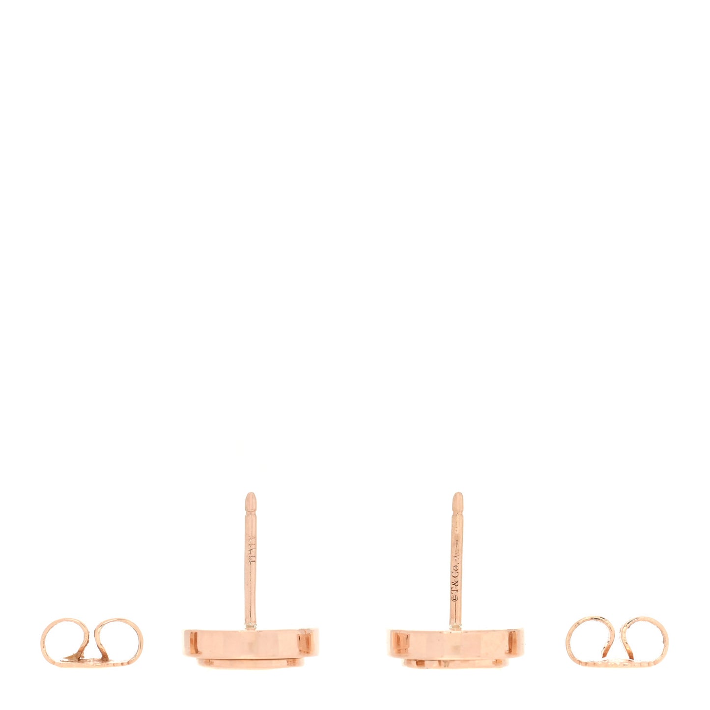 18K Rose Gold Mother of Pearl T Circle Earrings