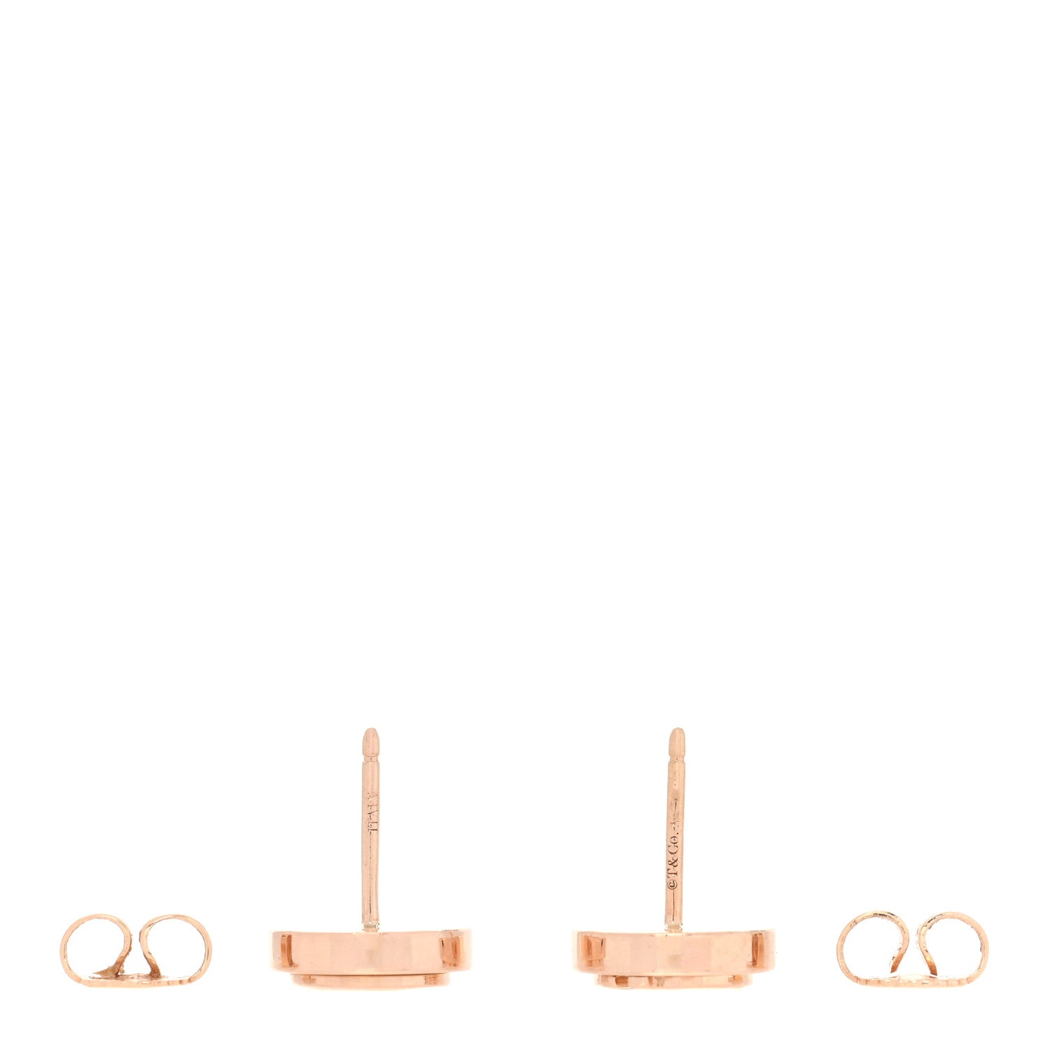 Tiffany 18K Rose Gold Mother of Pearl T Circle Earrings 3 of 6