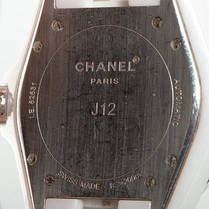 Chanel Stainless Steel Ceramic Diamond 42mm J12 Quartz Watch White 4 of 5
