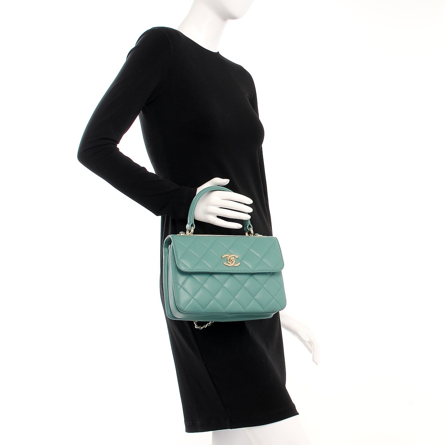 Chanel Lambskin Quilted Small Trendy CC Flap Dual Handle Bag Light Green 3 of 10