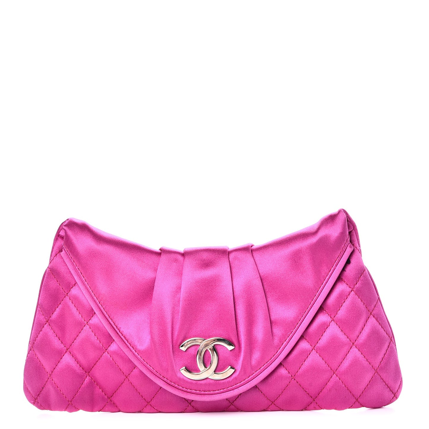 Satin Quilted Flap Clutch Fuchsia