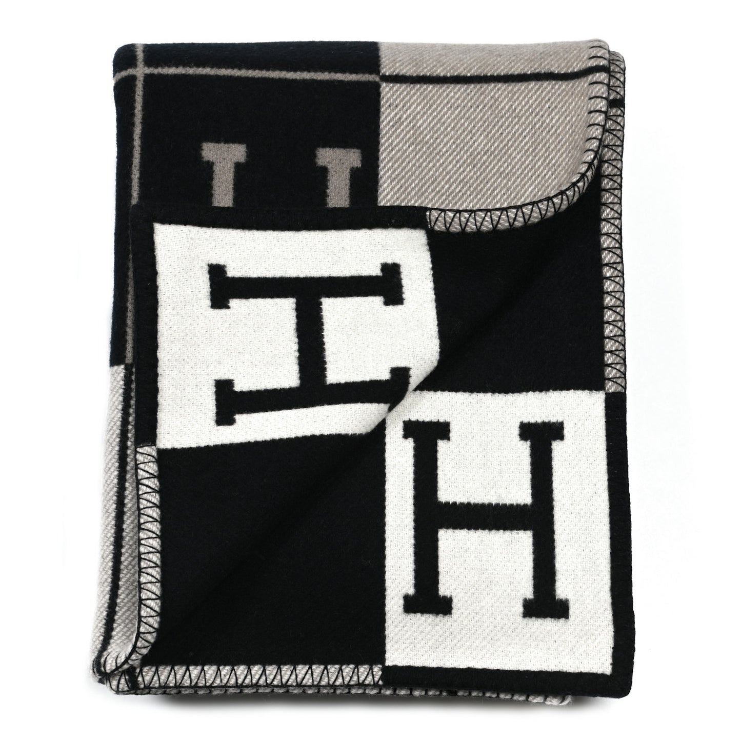Wool Cashmere Avalon III Blanket Ecru Black