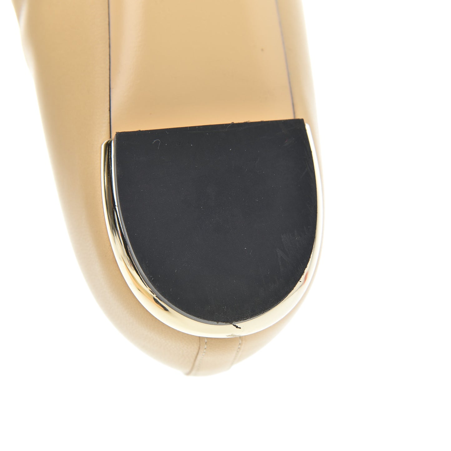 Lambskin Pearl Bow Ballerina Flats 37 Beige Black
