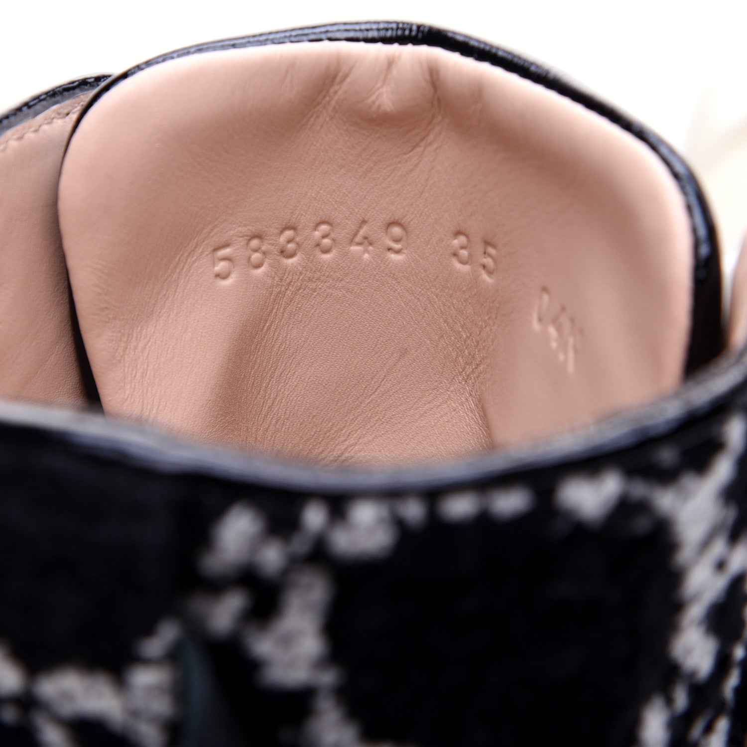 Gucci Tweed GG Monogram Lace Up Combat Ankle Boots 35 Black 9 of 15