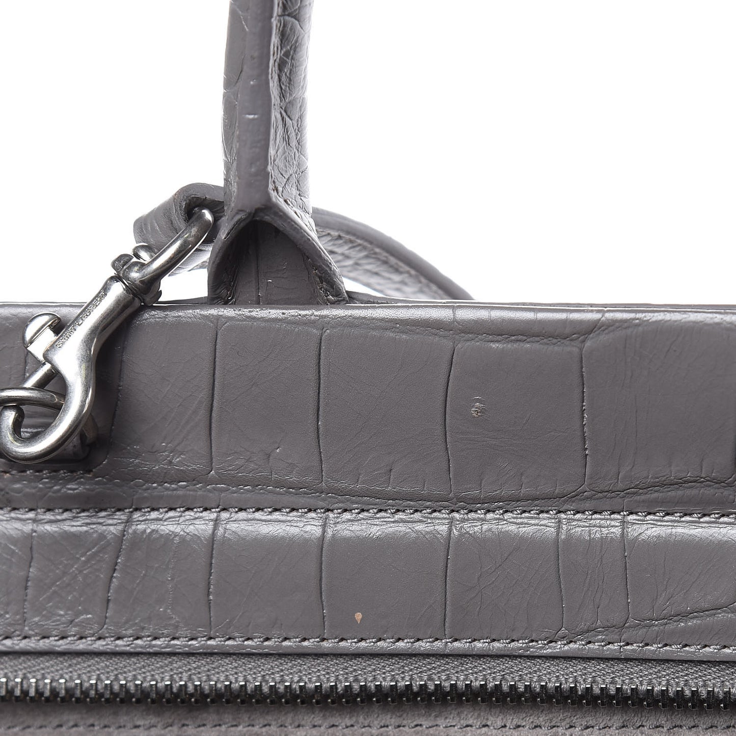 Calfskin Crocodile Embossed Medium Cabas Rive Gauche Fog