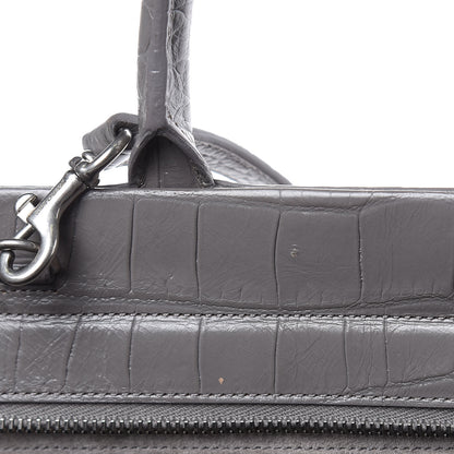 Saint Laurent Calfskin Crocodile Embossed Medium Cabas Rive Gauche Fog 17 of 17