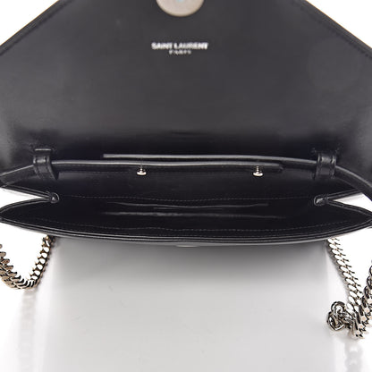 Saint Laurent Calfskin Monogram Chevron Studded Shoulder Bag Black 5 of 13
