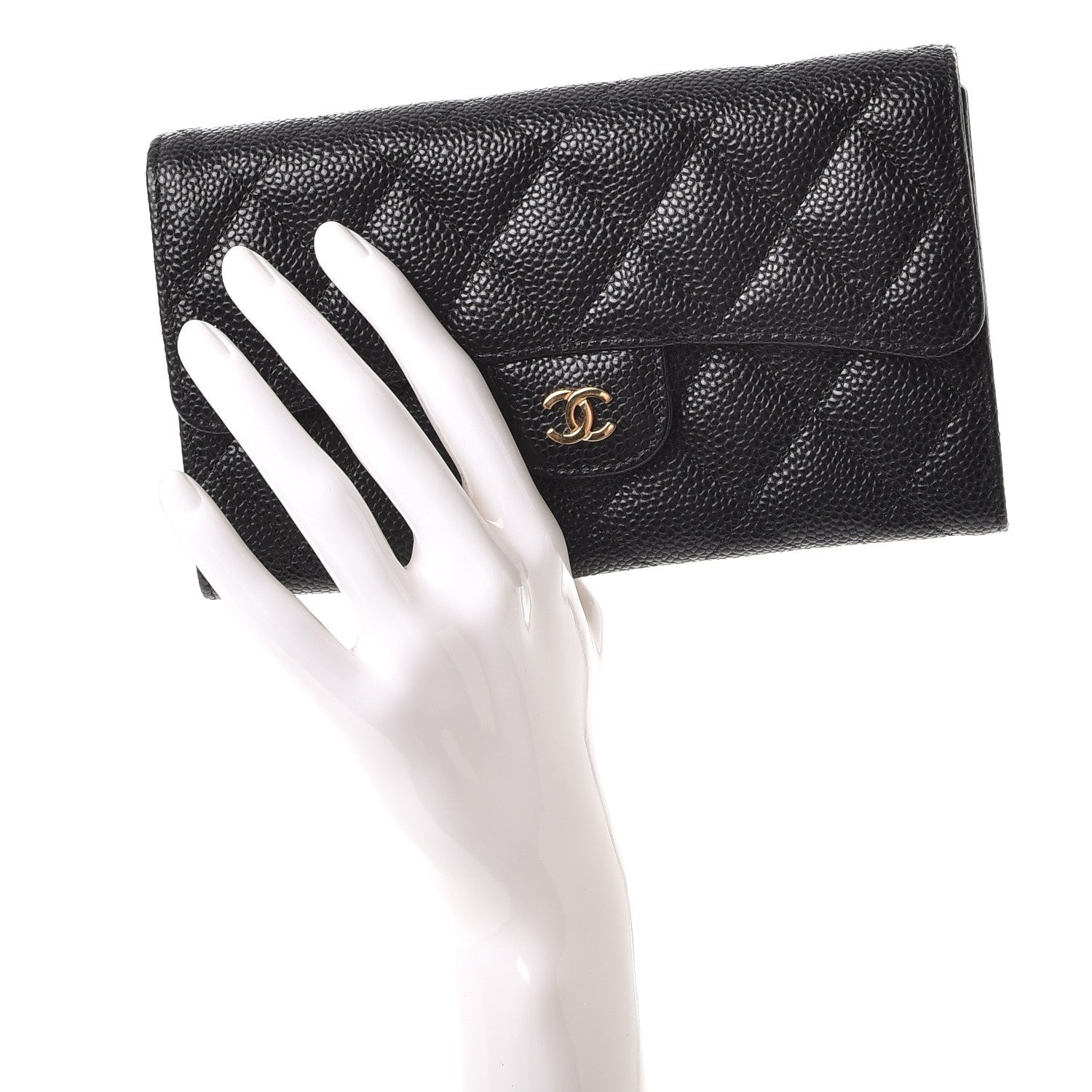 Chanel Caviar Quilted Large Flap Wallet Black 2 of 9