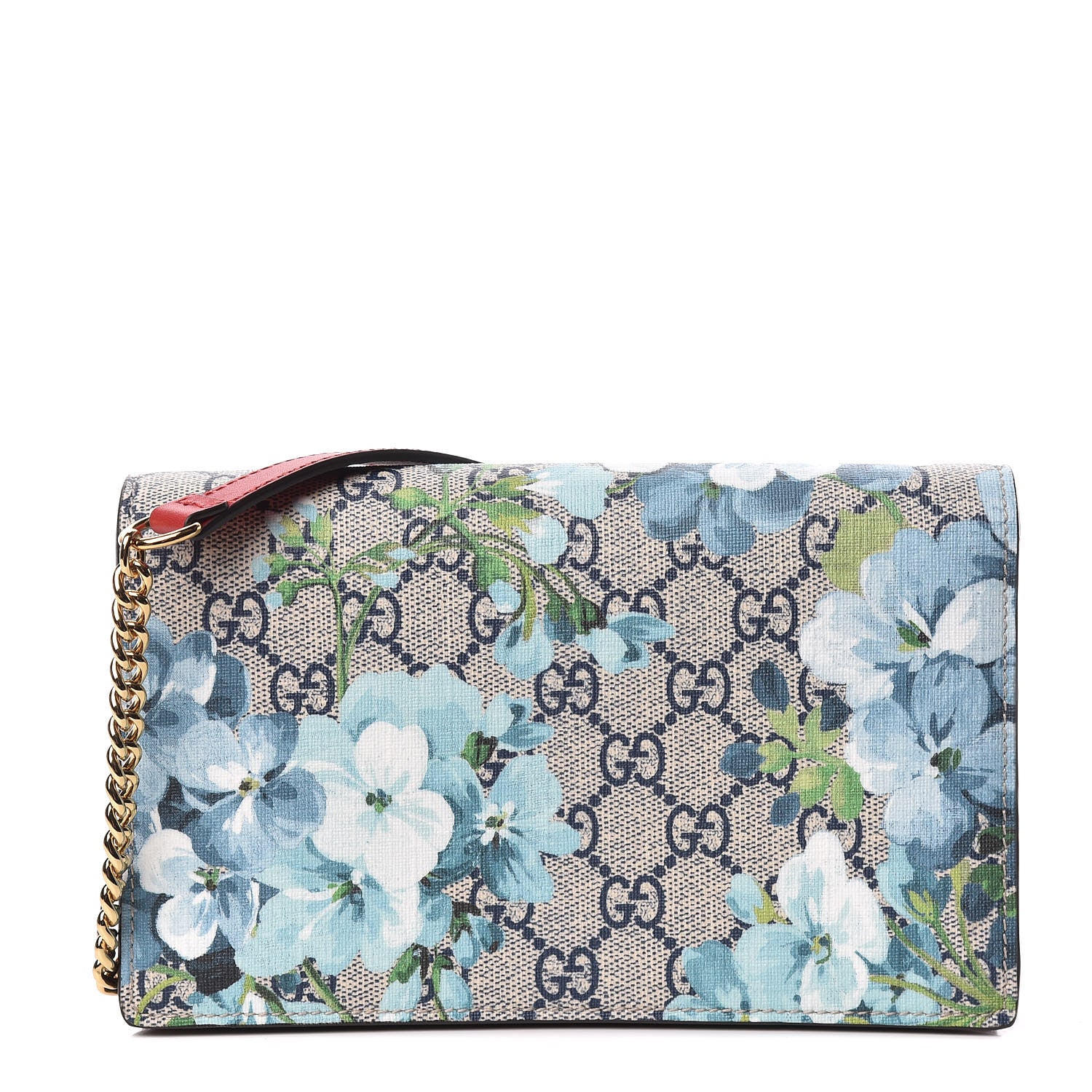 Gucci GG Supreme Monogram Blooms Chain Wallet Blue 1 of 10