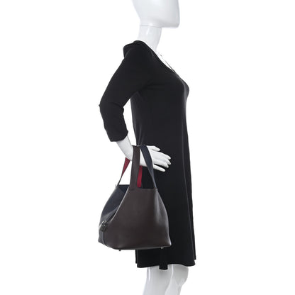 Hermes Taurillon Clemence Casaque Picotin Lock 22 MM Bleu Nuit Framboise Rouge Sellier 2 of 10