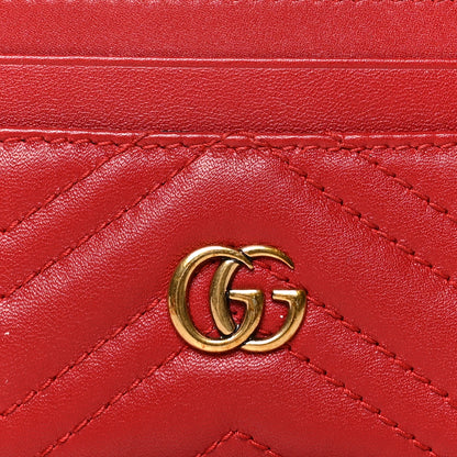 Gucci Calfskin Matelasse GG Marmont Card Holder Hibiscus Red 7 of 8