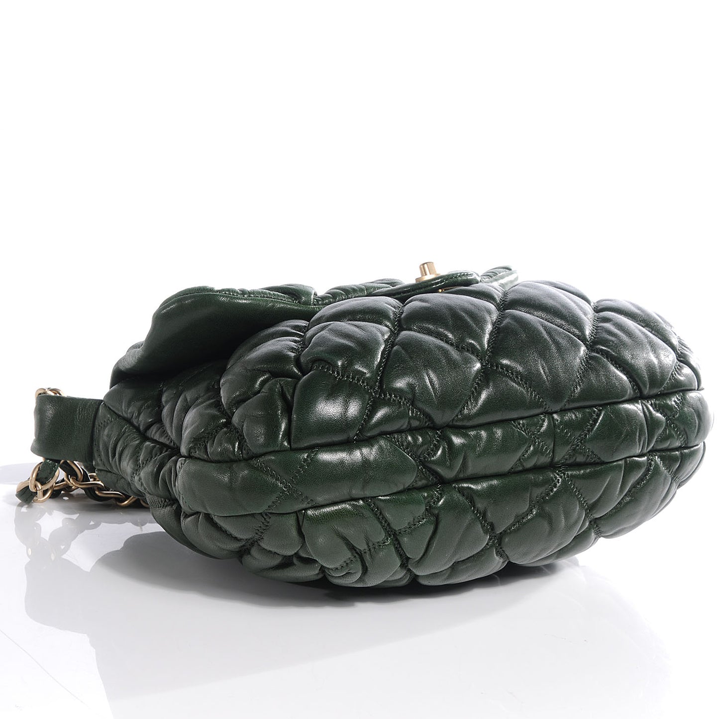 Lambskin Bubble Quilt Flap Bag Green