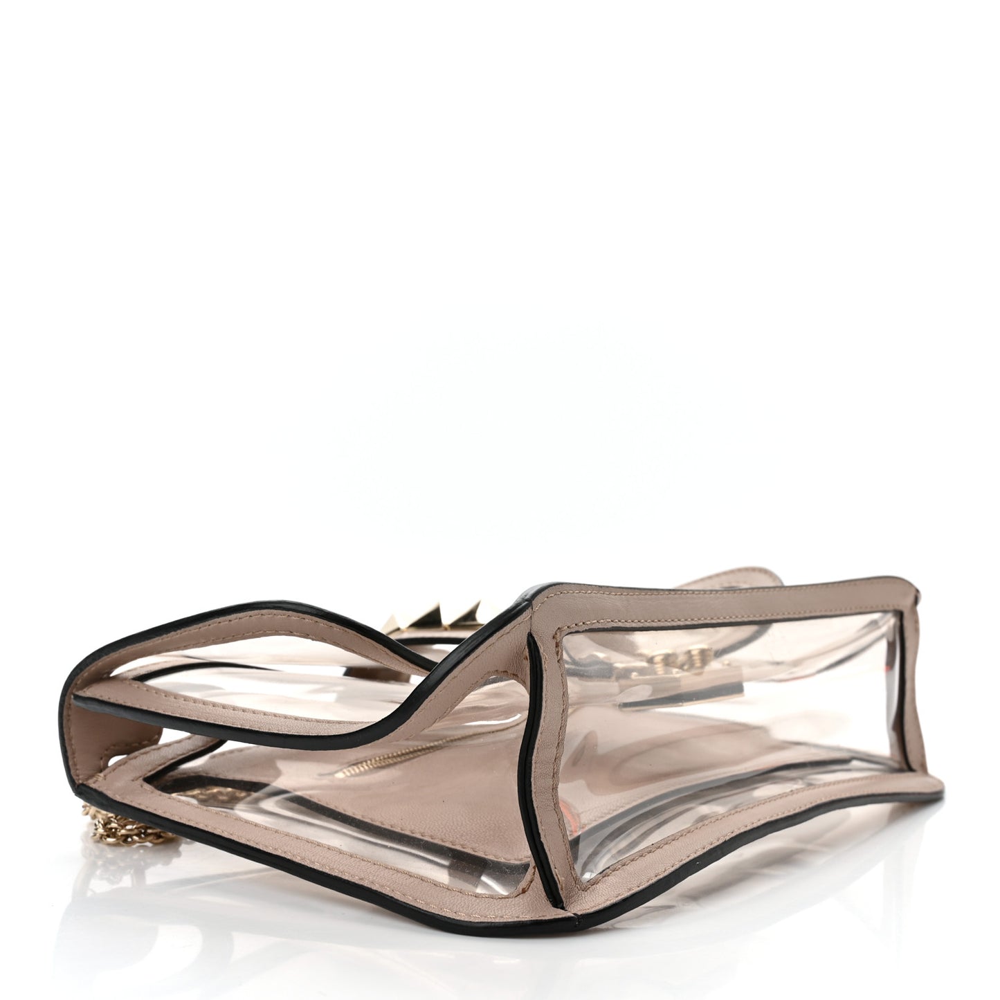PVC Nappa Naked Small Glam Lock Rockstud Flap Poudre