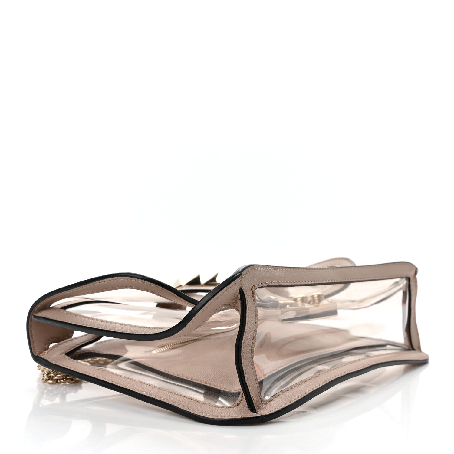 Valentino Garavani PVC Nappa Naked Small Glam Lock Rockstud Flap Poudre 4 of 10