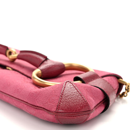 Gucci Monogram Horsebit Chain Clutch Pink 9 of 9