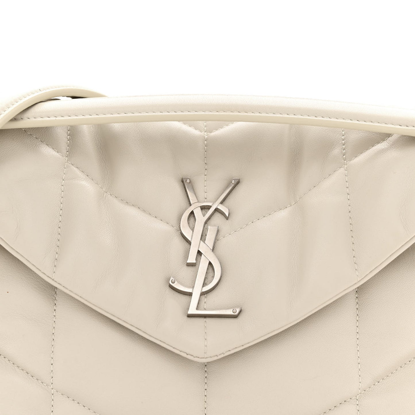 Lambskin Quilted Small Loulou Puffer Monogram Chain Satchel Blanc Vintage