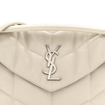 Saint Laurent Lambskin Quilted Small Loulou Puffer Monogram Chain Satchel Blanc Vintage 8 of 12