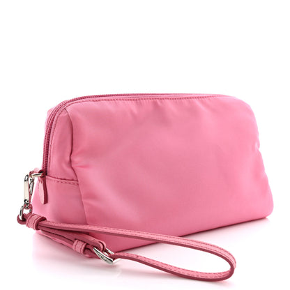 Prada Tessuto Nylon Vela Saffiano Necessaire Wristlet Pouch Begonia 3 of 9
