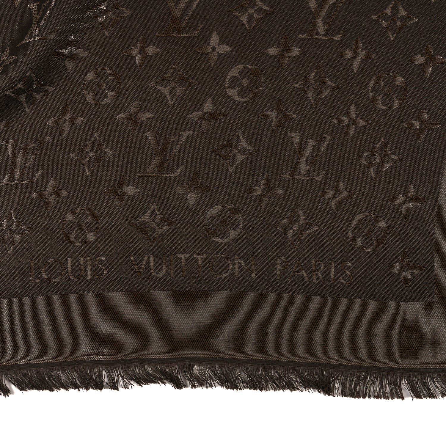 Louis Vuitton Silk Wool Monogram Denim Shawl Chocolate 2 of 3