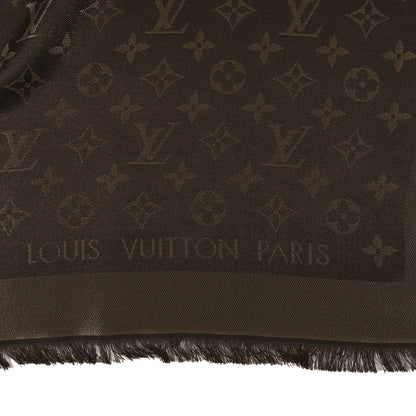 Louis Vuitton Silk Wool Monogram Denim Shawl Chocolate 2 of 3